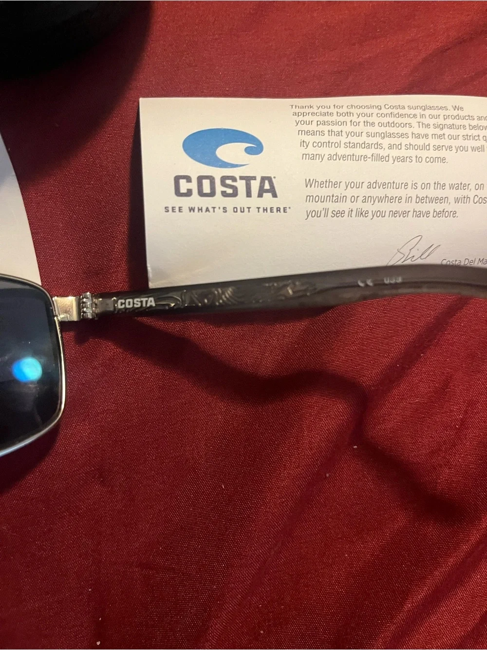 Costa Men’s Silver Frame Sunglasses with Blue Mirrored Lenses